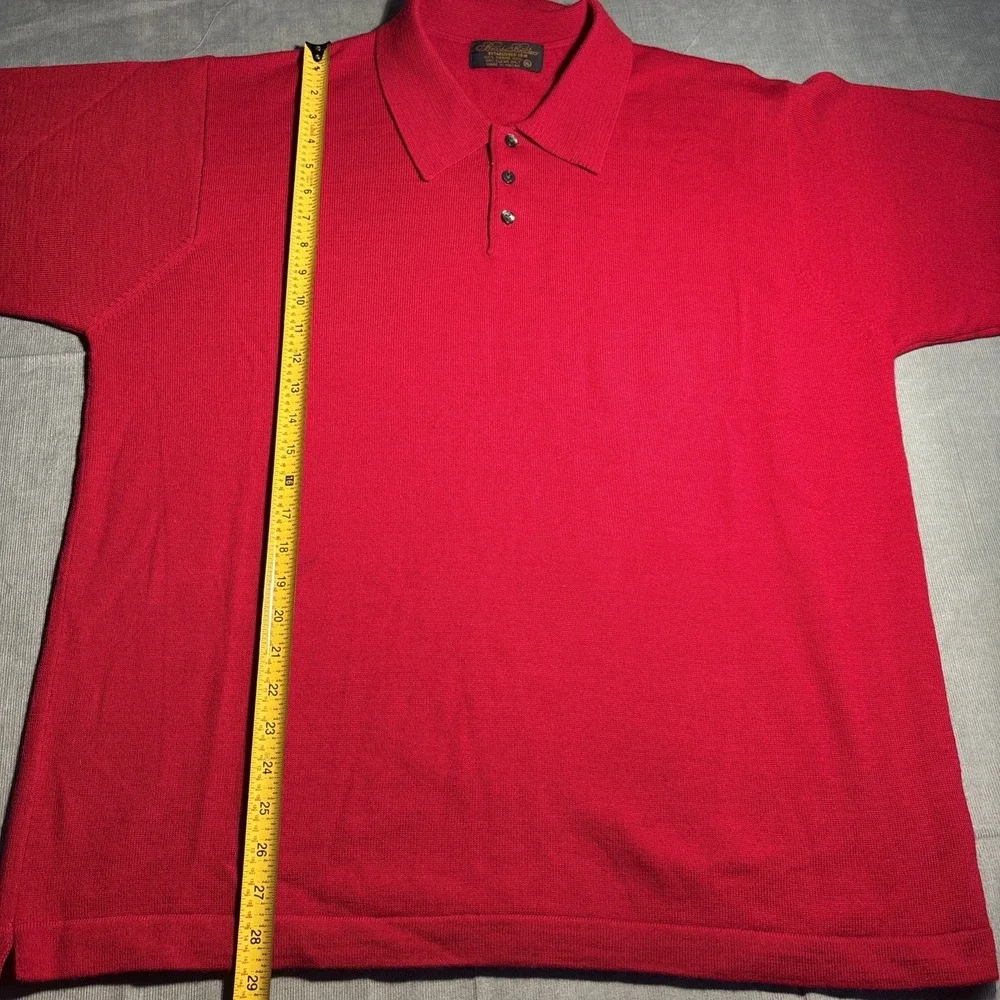 Brooks Brothers Mens XL Red 100% Merino Wool Long Sleeve Polo Sweater Knit Top
